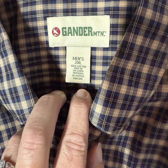 Gander Mountain Mens Plaid Button Front Top 2XL Blue/Brown Wrinkle Resistant - Picture 11 of 12